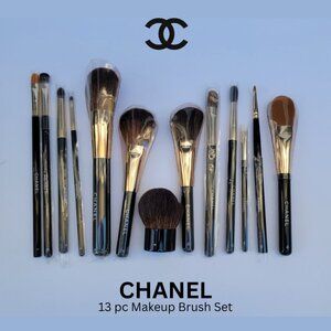 CHANEL authentic 13 pc Makeup Brush Set: Foundation, Blush, Contour, Eyeshadow,